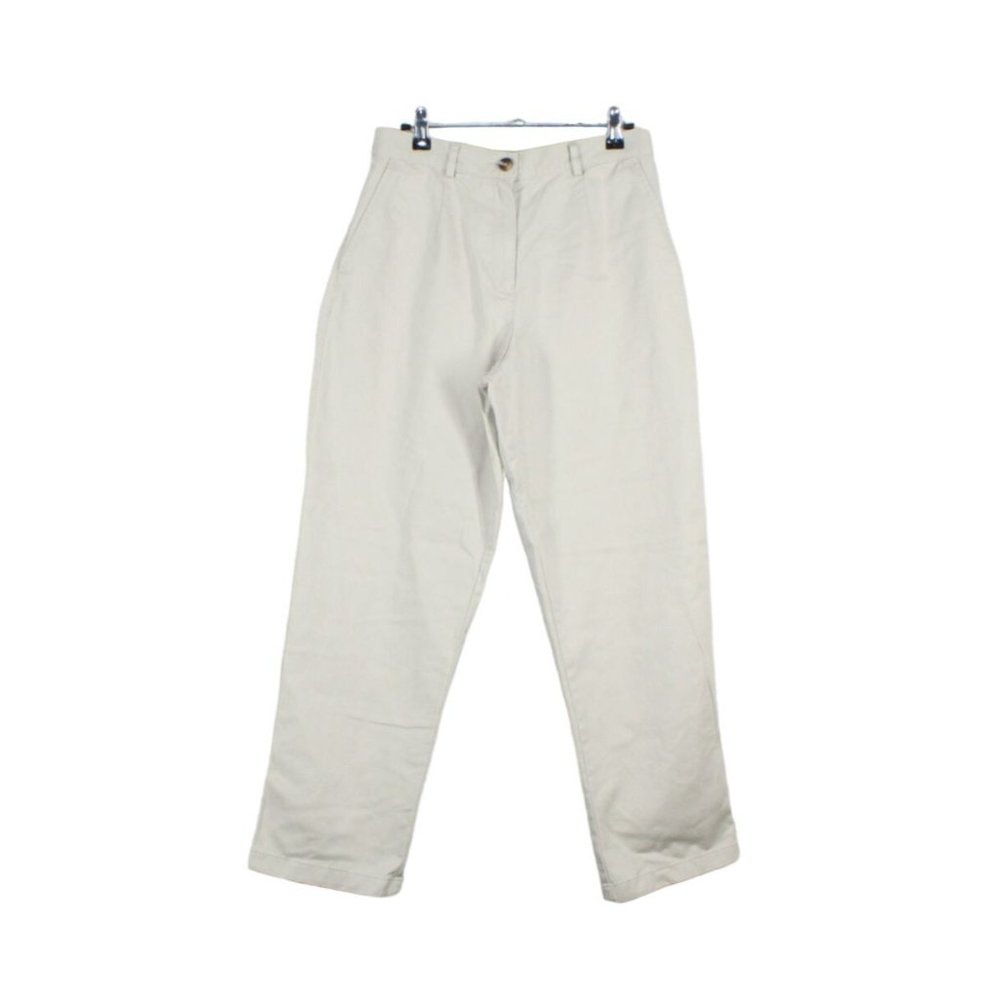 LL Bean Khaki High-Rise Comfort Waist Tapered-Leg Bayside Pants 8 Pet